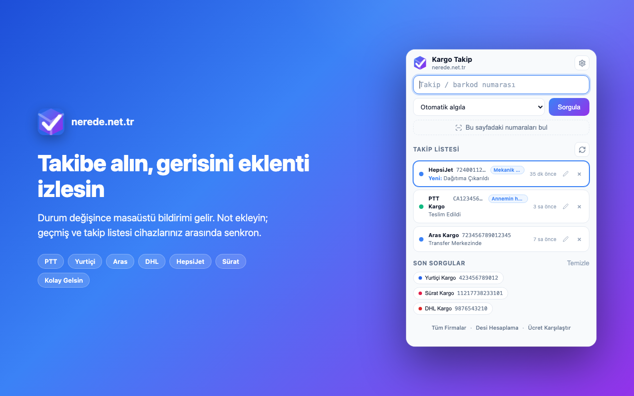 Takip listesi: yeni durum vurgusu, notlar ve son sorgular